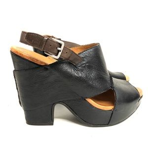 Naya Leather Wedge Platform Heels
